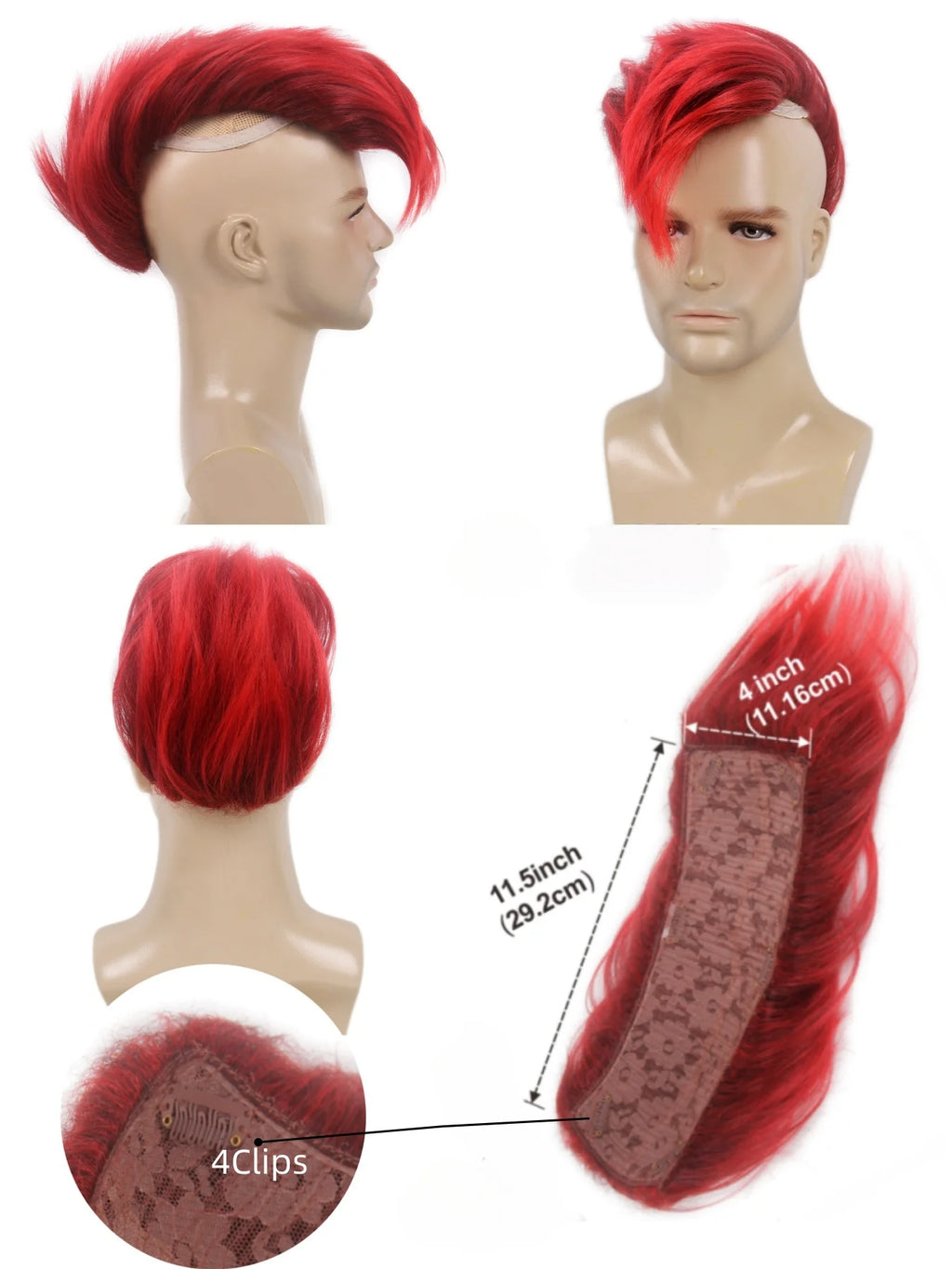 REEWES Men's Halloween Mohawk Wig in Brown Adults Short Hair Wigs for Men Synthetic Fiber Cosplay Hair Accessories