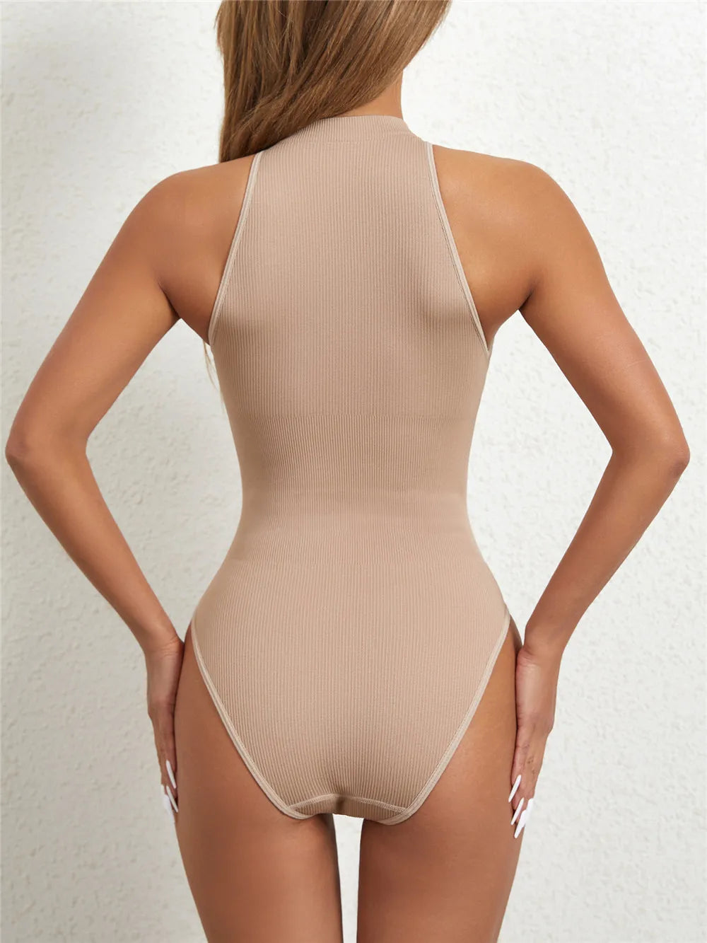 Women Round Neck Shaperwear Bodysuits Sleeveless Adjustable Buckle Tight Fitting Jumpsuit T-shaped Shapewear Corset