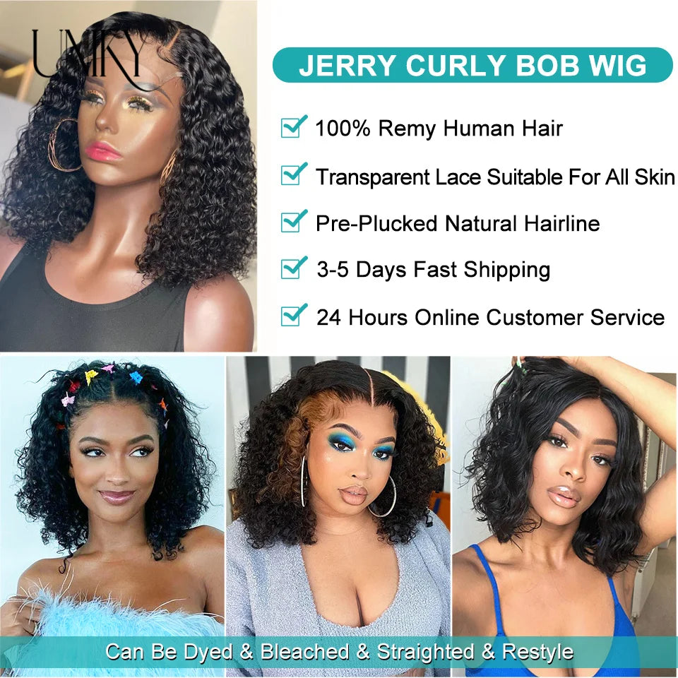 Kinky Curly Human Hair Bob Wig Water Lace Front original Human Hair Wigs For Women PrePlucked Brazilian 13x4 Lace Frontal Wig