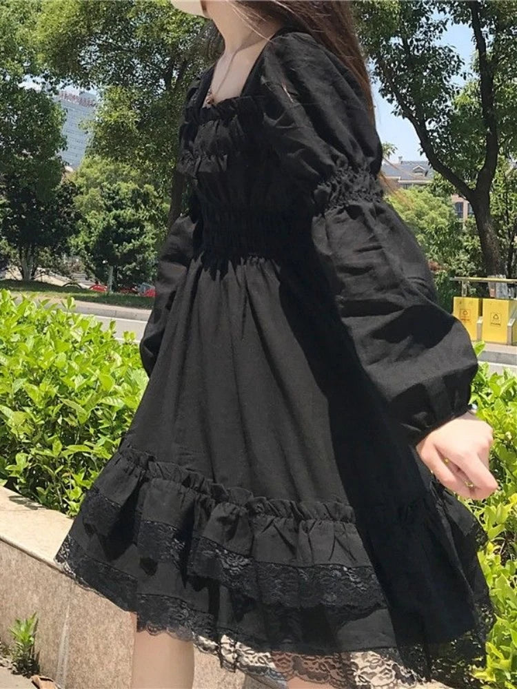 Black Dresses Women Fashion All-match Designed Harajuku Streetwear Aesthetic Clothing Hepburn Vestidos De Mujer Daily Ins Chic