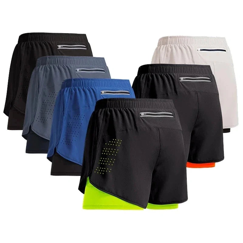 2025 Sport Shorts Men Sportswear Double-deck Training Short Pant Summer 2 In 1 Beach Homme Clothing Jogging Gym Running Shorts