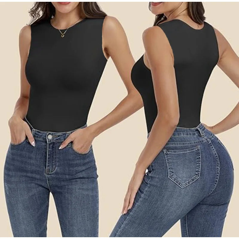 Guudia Shapewear Tanks Women Seamless Tanks Sleeveless Compression Tanks Round Neck Tnak Top Stretchy Camisole Spandex Elastic