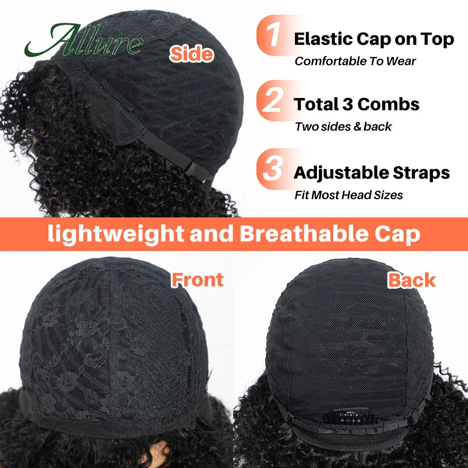 Curly Human Hair Wig Short Kinky Curly Wigs For Women 12inches Brown Afro Curly Human Hair Wigs On Clearance Sale 180density