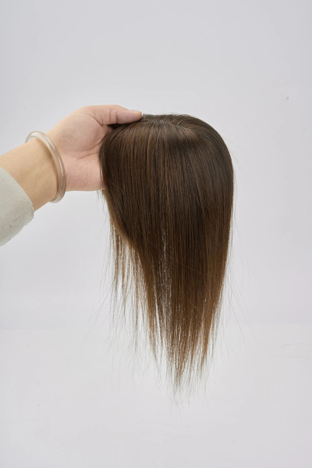Human Hair Toppers Brown Natural Hair Wig For Women Clips In Hair Toppers 10'' Straight Hair Breathable Machine Made 7x11cm Base