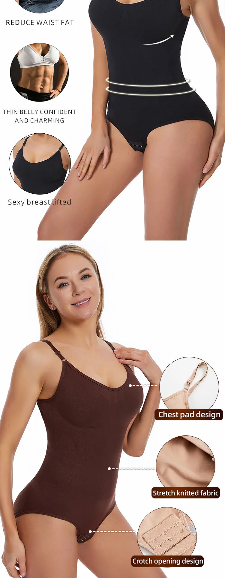 Bodysuit Shapewear Women Tank Top Tummy Control Full Body Shaper Anti Chafing Shorts Slimming Waist Trainer Butt Lifter
