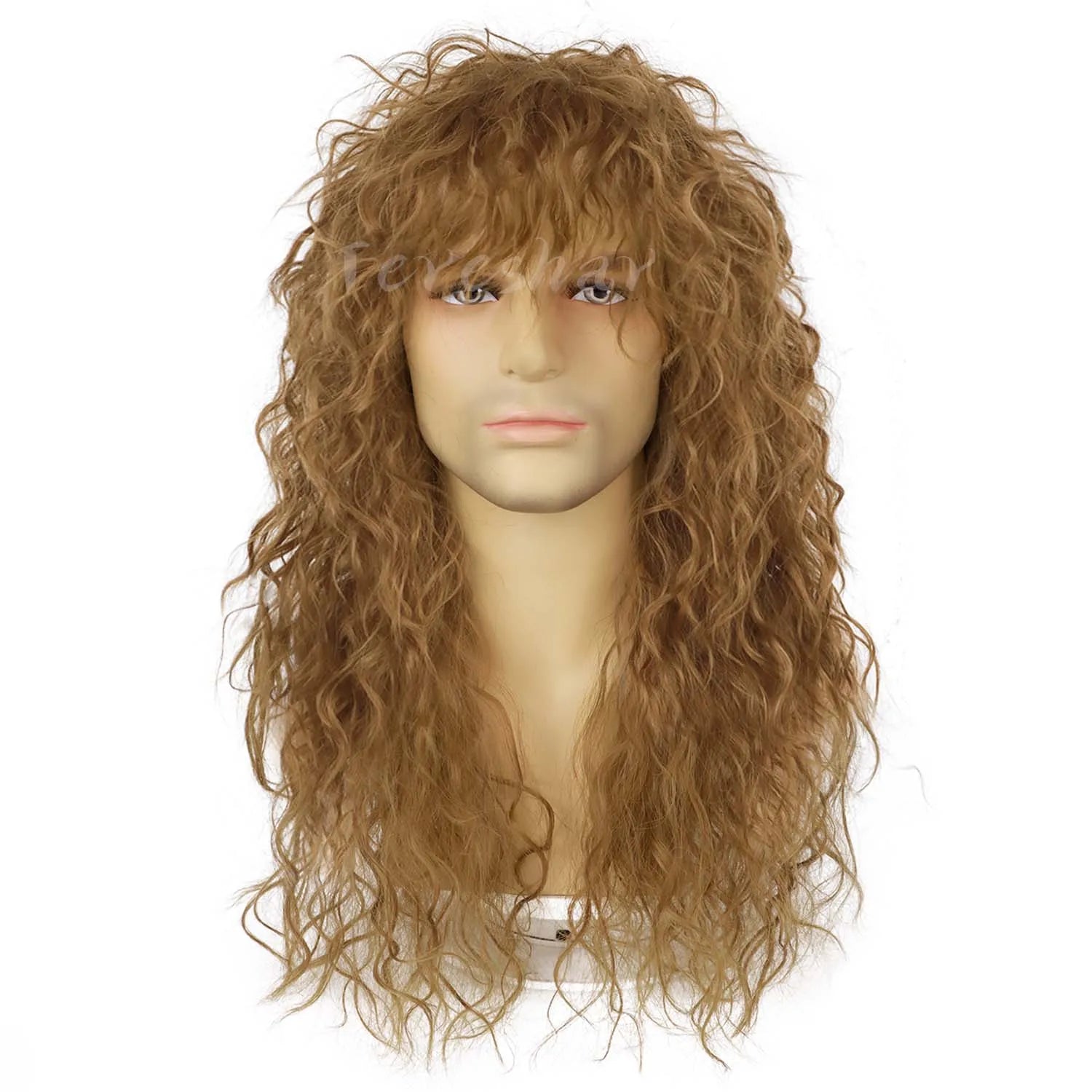80s Rocker Synthetic Wigs for Men Mullet Wig Long Curly Hair Wig Kiss Wig Perfect for Halloween Cosplay DIY Themed Costume Party
