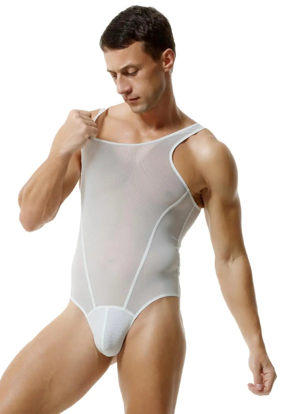 TAUWELL Mens Shapewear Singlets Sexy Underwear Fitness Sport Mesh Breathable Undershirts Men Bodysuit Thongs