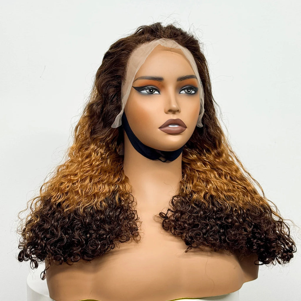 12-22 Inch 280% Density Human Hair Wigs Water Wave Curly Wigs 13x4 Transparent Lace Front Human Hair Wigs For Black Women