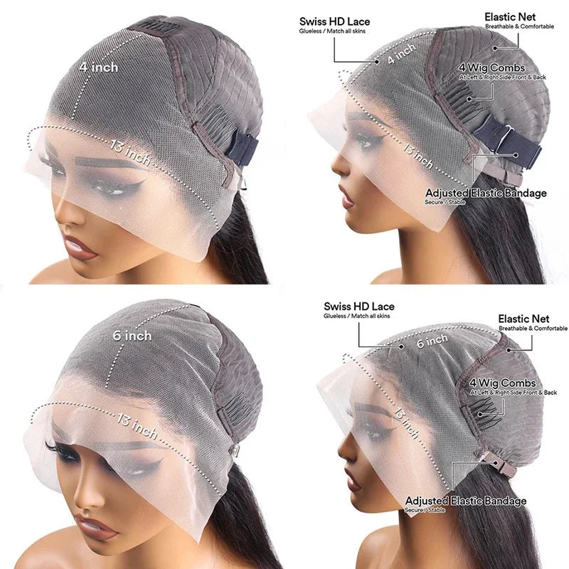 #4 Chocolate Brown Human Hair Wig 13x4 13x6 Hd Lace Frontal Wigs Pre Plucked 200% Density Straight Brown Human Hair Wig