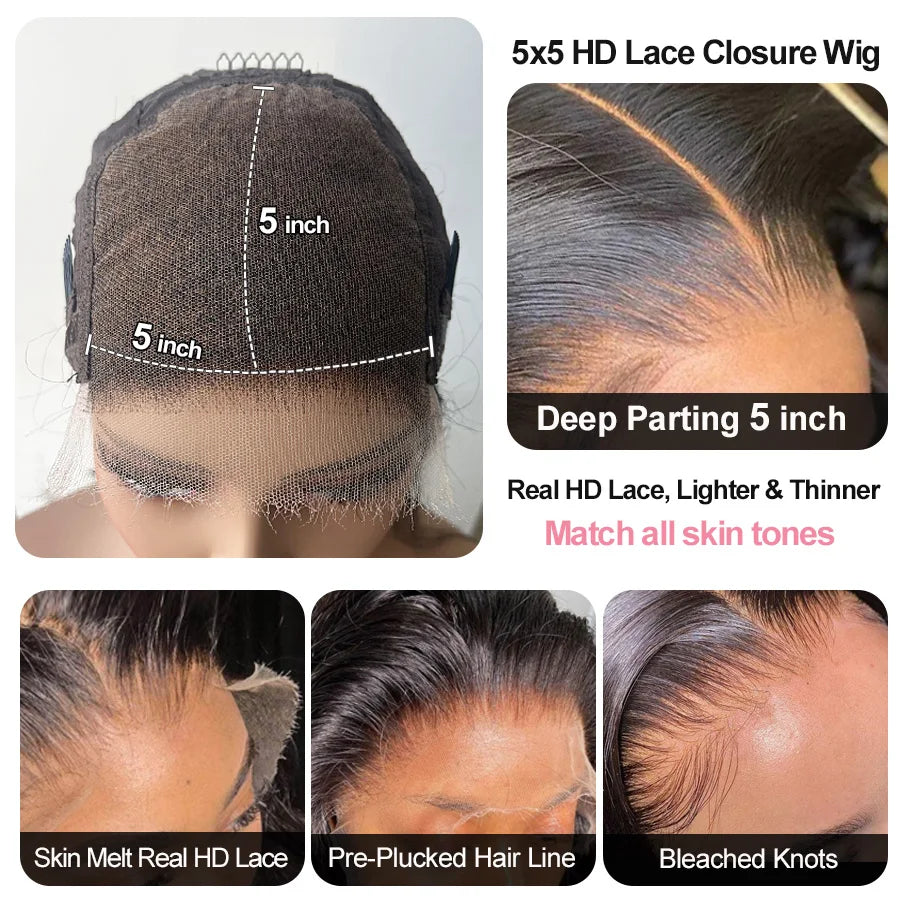 250% Density 100 Human Hair Wig 13x6 Real HD Lace Front Human Hair Glueless Wigs Preplucked Princess Woman Wigs Ready To Wear