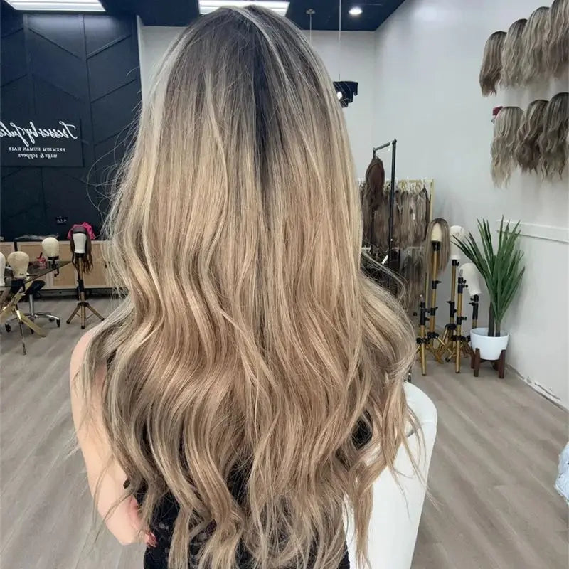 13x4 Honey Blonde Brown Synthetic HD Lace Front Wig Balayage Ready to Wear Women Wigs High Quality Wig Daily Cosplay Party Wear