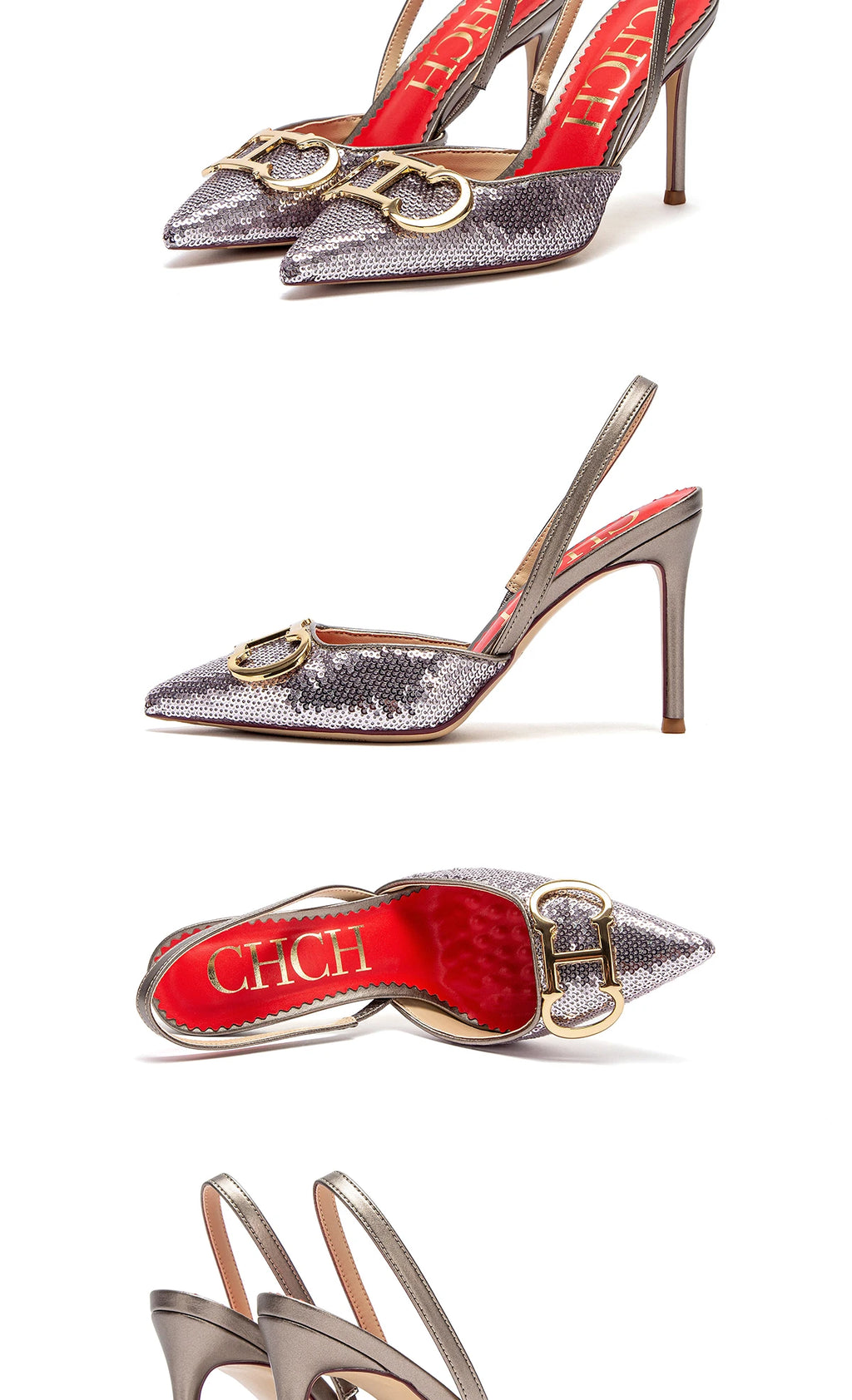 CHCH Luxury Brand High Heels Fashion Women Sandals Elegant Pointed Ladies Slingback Party Wedding Bridal Dress Shoes Woman