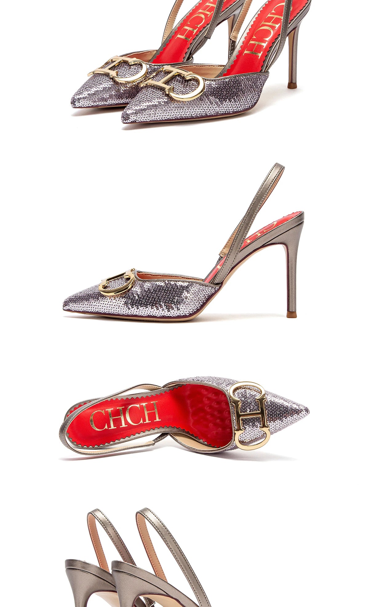 CHCH Luxury Brand High Heels Fashion Women Sandals Elegant Pointed Ladies Slingback Party Wedding Bridal Dress Shoes Woman
