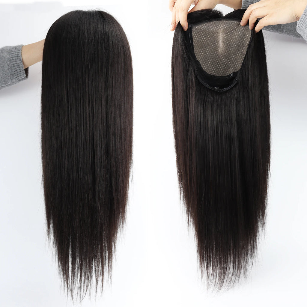Layer Human Hair Wig for Women 6x6" Silk Base Wig with PU Around Medium Brown Hair Wig with Elastic Net Soft Breathable