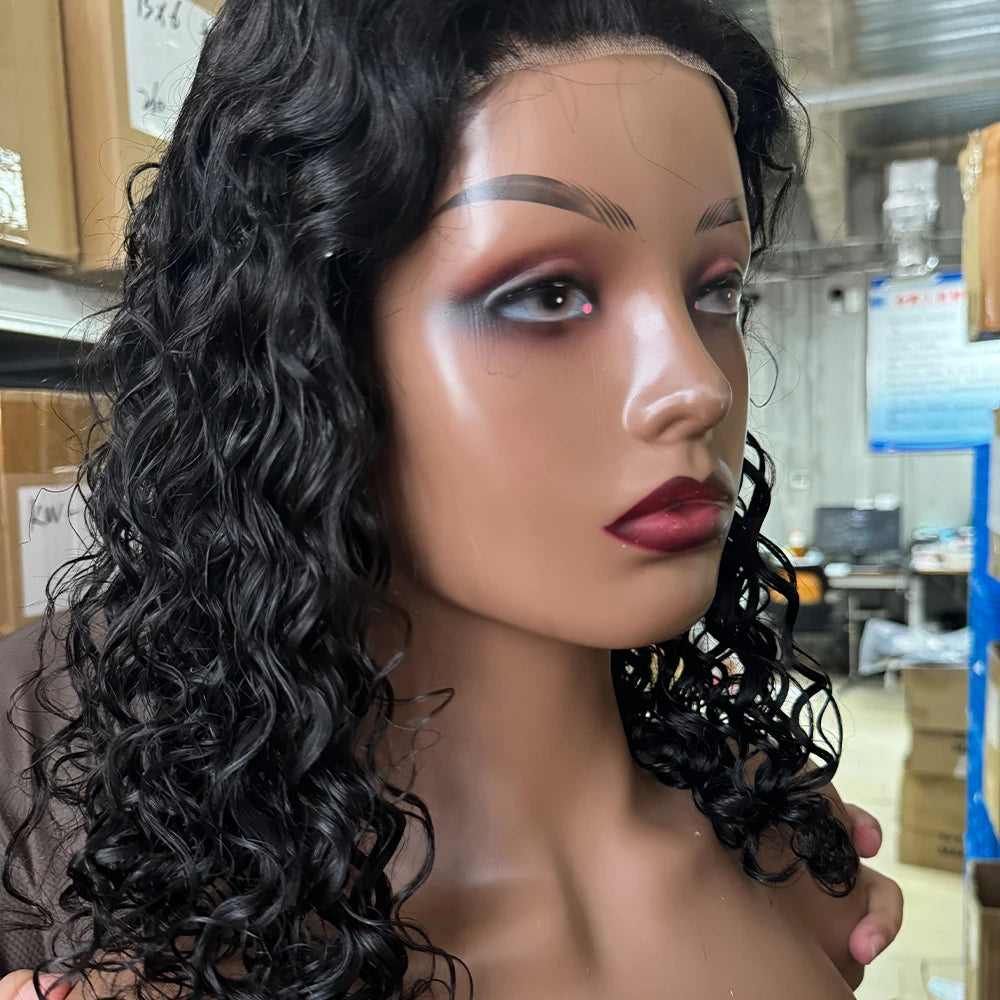 4x4 Glueless Wig Human Hair Ready To Wear 16 Inch Bob Wig Human Hair  Brazilian Glueless Wigs Human Hair Water Wave Glueless Wig