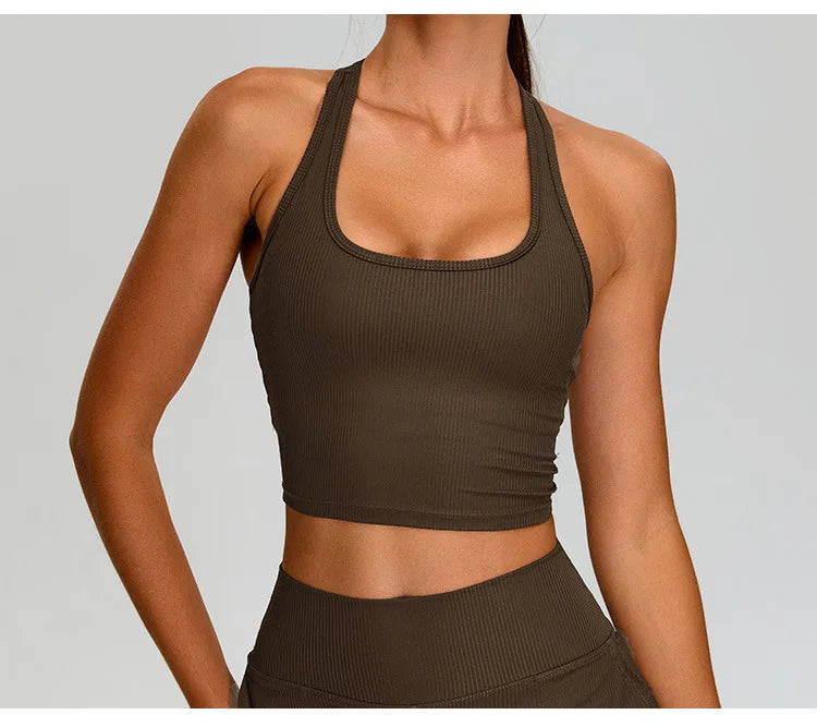 Sports Bra Top Push Up Fitness Underwear Women Yoga Bra Ribbed Sport Tops Women Breathable Running Vest High Strength Gym Wear
