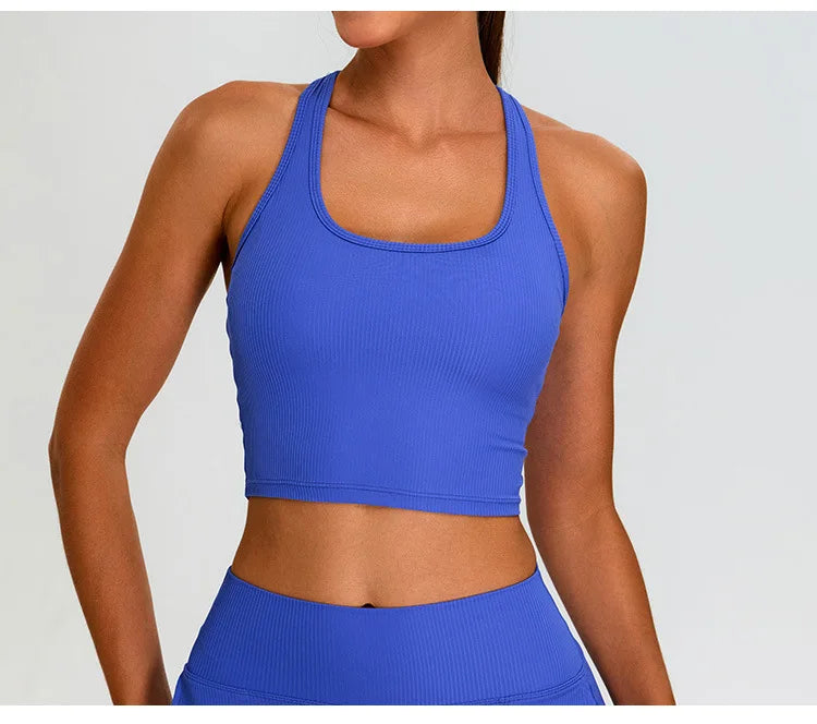 Sports Bra Top Push Up Fitness Underwear Women Yoga Bra Ribbed Sport Tops Women Breathable Running Vest High Strength Gym Wear