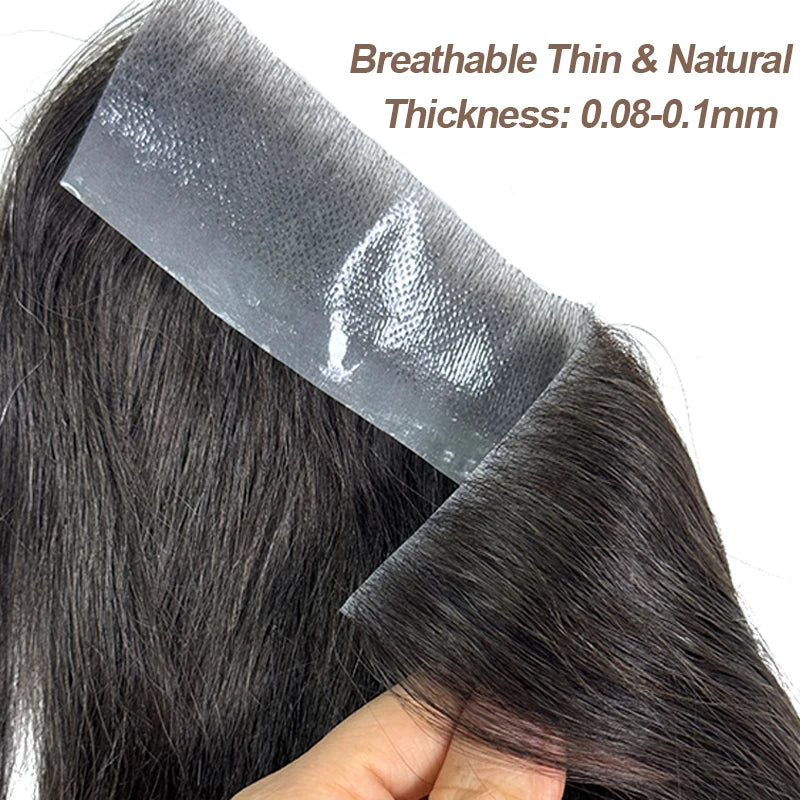V Frontal Toupee for Men Wigs 2.5x16 Thin Skin PU V Loop Men Toupee Breathable V Style Front Wigs Blonde Color Forehead Hairline