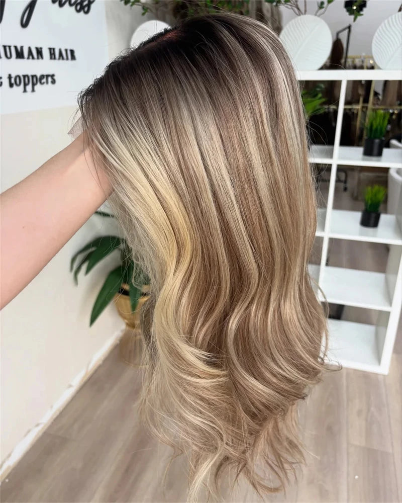 13x4 Honey Blonde Brown Synthetic HD Lace Front Wig Balayage Ready to Wear Women Wigs High Quality Wig Daily Cosplay Party Wear