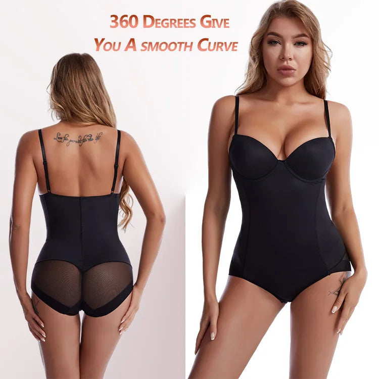 Underwire White Bodysuit Women Shapers Stretch Solid Color Silky Underwear Shapewear