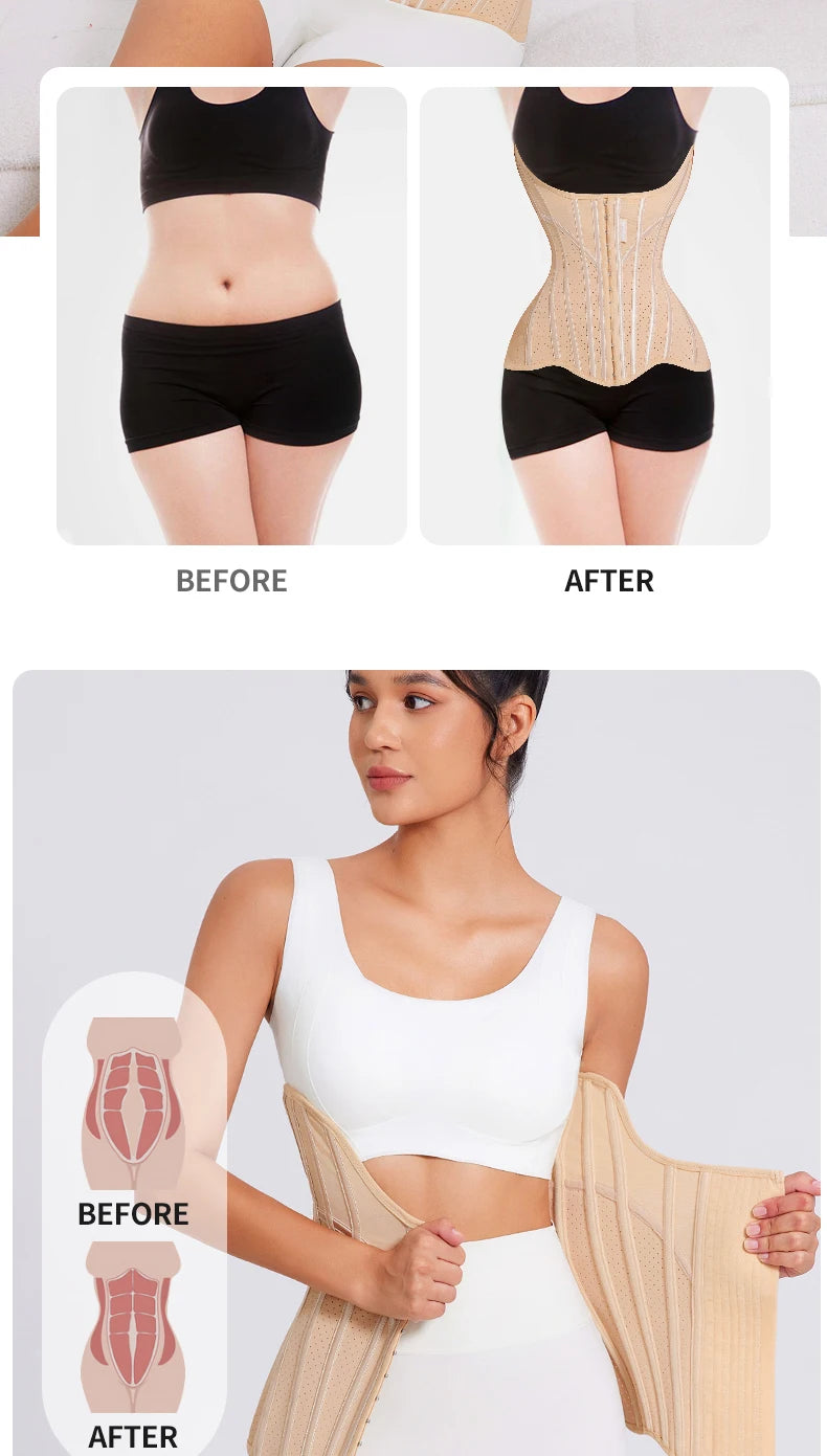 MiiOW U-shaped Waist Trainer Corset Women Shapers Lifted Waist Trainer Steel Bone Slimming Summer Breathable Women's Shapewear