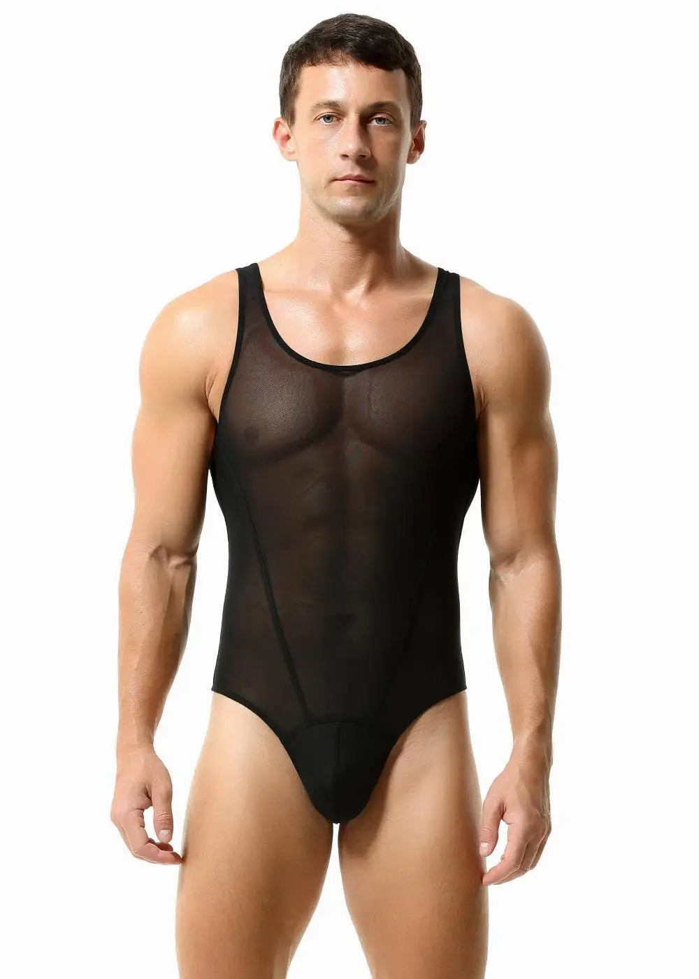 TAUWELL Mens Shapewear Singlets Sexy Underwear Fitness Sport Mesh Breathable Undershirts Men Bodysuit Thongs