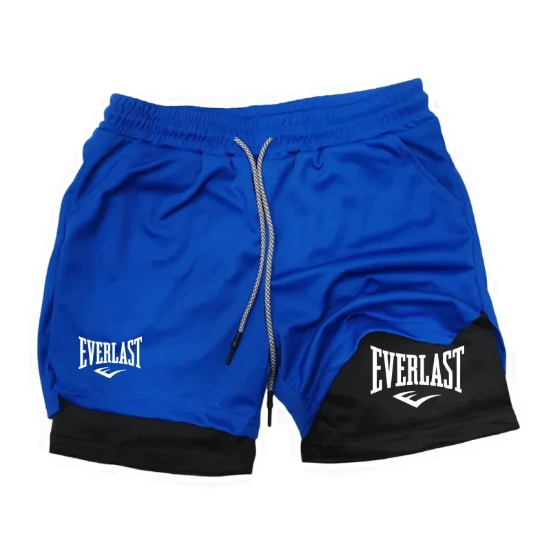 Men Sport Shorts Sportswear Double-deck Running Shorts 2 In 1 Beach Bottoms Summer Gym Fitness Training Jogging Short Pants Men