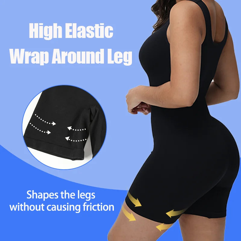 Compression Shapewear for Women Wide Shoulder Full Body Shaper Waist Trainer Tummy Control Underwear Hip Enhancer Sexy Bodysuit