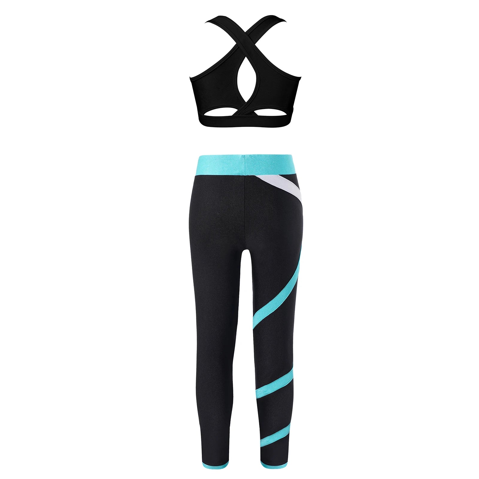 Sport Sets for Kids Girls Yoga Tracksuits Sleeveless U Neck Crop Top with Leggings Pants Set for Fitness Gym Workout Sportswear