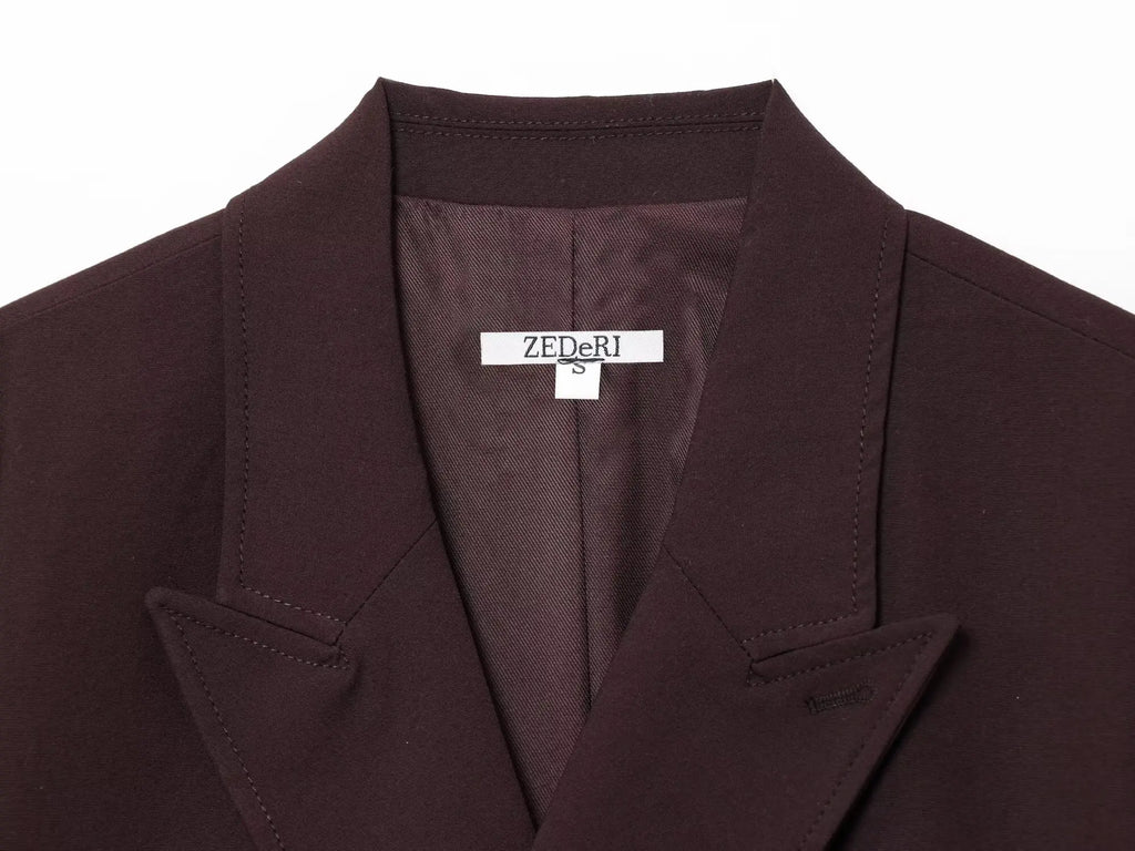 Fashion 2025 Autumn Women Blazer Coats With Belt Elegant Notched Double Breasted Causal Jackets Chic Loose Solid OL Outwear