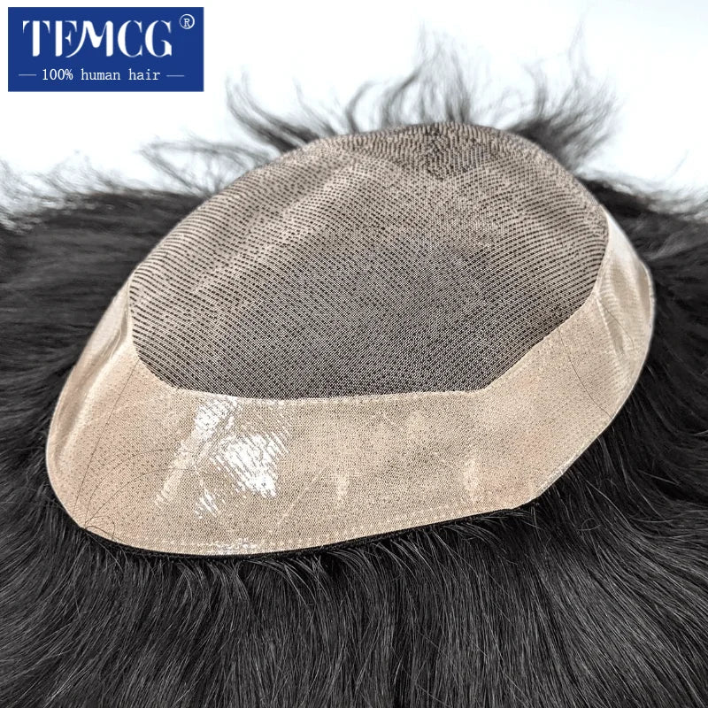 Men Wig Natural Human Hair Toupee Mono Male Wig  Durable Male Hair Prosthesis Toupee Men 6" Hair Replacement System For Men