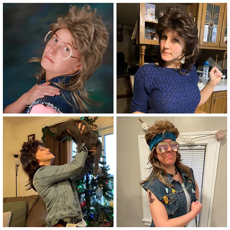 8 Styles Mullet Wigs for Men 70s 80s Costumes Fancy Party Accessory Cosplay Hallowmas Performance Synthetic Wig
