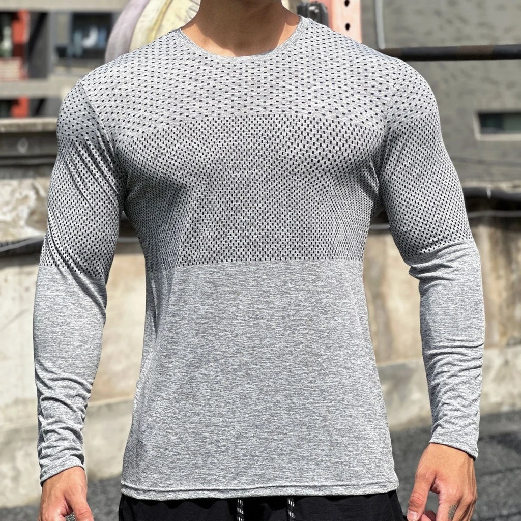 Men's Sport Long Sleeve Tops Quick Dry Fitness T-shirts Bodybuilding Gym Tees Casual Skinny Compress Clothing men Sportswear