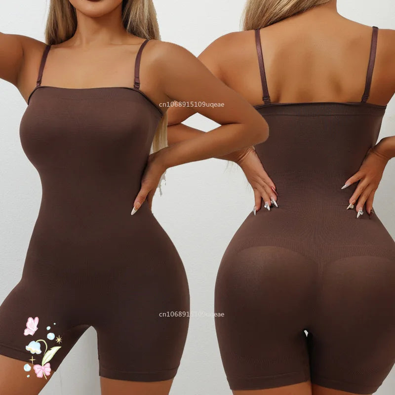 Smoothing Shapewear Bodysuit for Women Tummy Control Body Shaper Waist Trainer Skinny Underwear Off Shoulder Bustier Tube Top