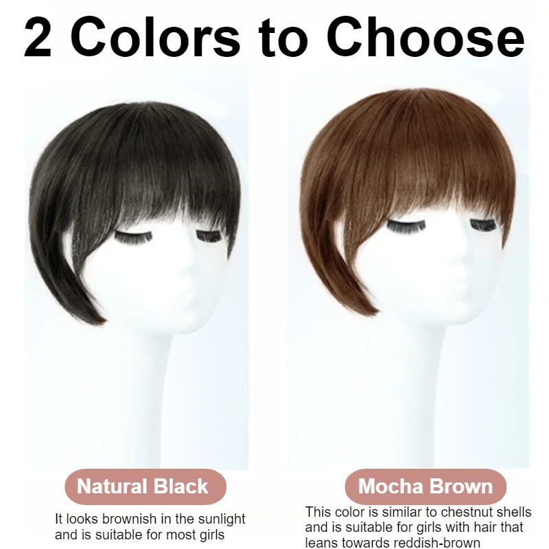 100% Human Hair Short Wig with Bangs Fashionable Women Natural Looking Black Hairpiece Breathable Cap Wig for Daily Wear Cosplay