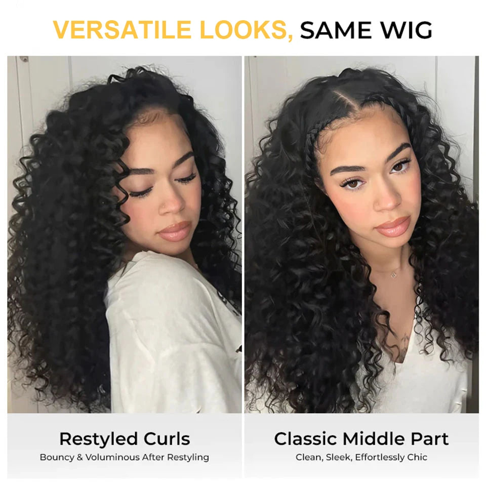 3 In 1 half wigs human hair Drawstring No lace wigs Half wig water wave human hair wig 100 human hair wigs for woman curly wigs