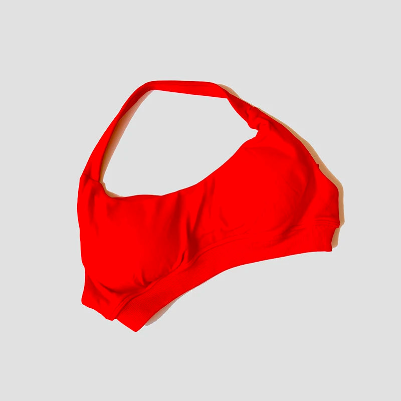 Sports Bra Women Shockproof Seamless Halter Top High Support Push-up Open Back Gym Wear Fitness Workout Underwear