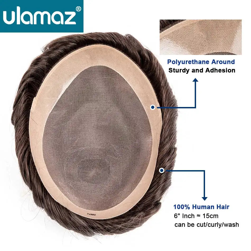 Natural Men's Wig Mono Toupee Human Hair Capillary Male Hair Prosthesis Hair System For Man Double Knots Hairpiece Wigs For Men