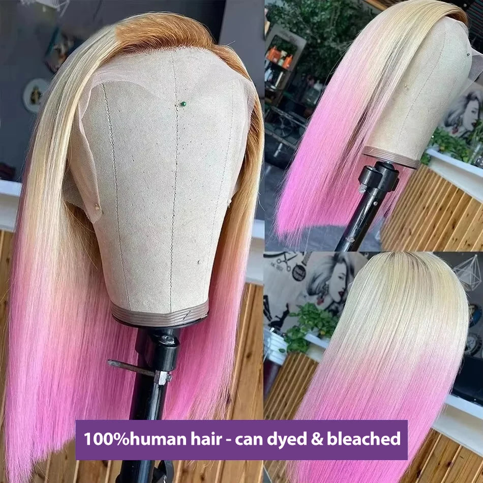 Human Hair Wig Grey Bob Wigs 200% 13x4 HD Transparent Ginger Orange Lace Front Bob Blunt Cut Straight Colored Wigs Pre Plucked