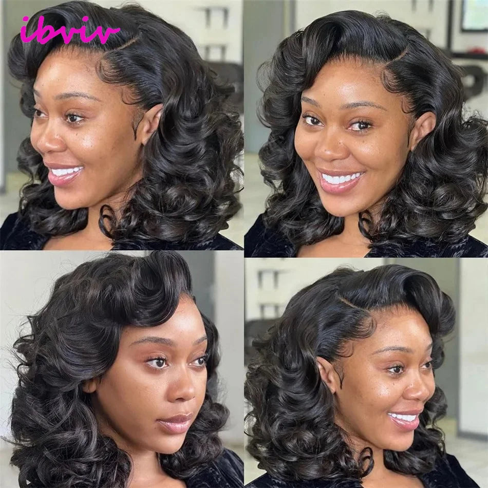 Super Double Drawn Glueless Wig 100% Human Hair Ready To Go 12inch Loose Deep 250% High Density 13x4 Transparent Lace Front Wigs