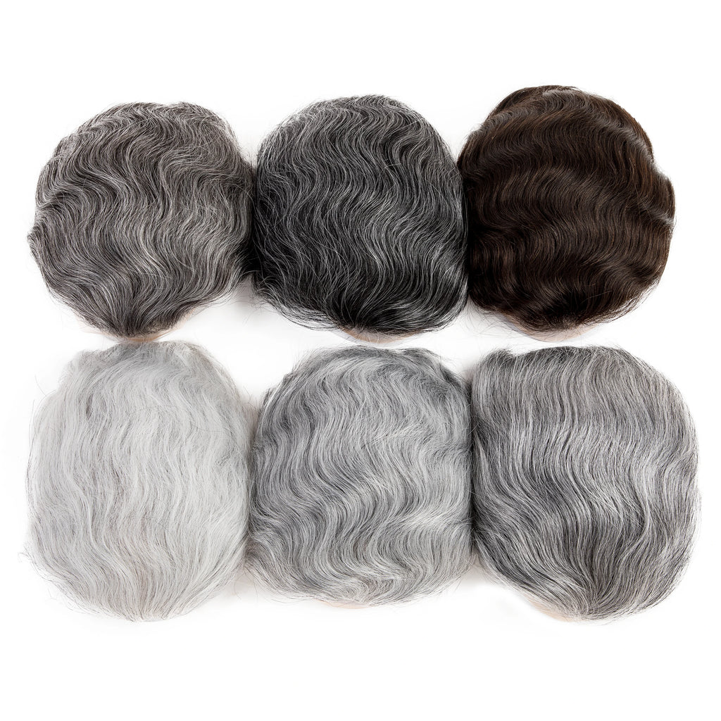 Men Wig Gray Hair Natural Haline Lace Front with Mono Top 6" Men's Capillary Prothesis Durable Toupee Men Wigs For Man