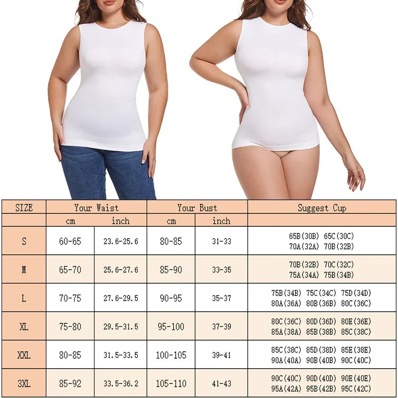 Guudia Shapewear Tanks Women Seamless Tanks Sleeveless Compression Tanks Round Neck Tnak Top Stretchy Camisole Spandex Elastic