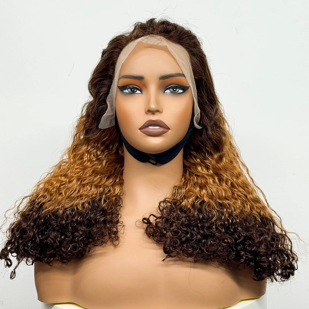 12-22 Inch 280% Density Human Hair Wigs Water Wave Curly Wigs 13x4 Transparent Lace Front Human Hair Wigs For Black Women