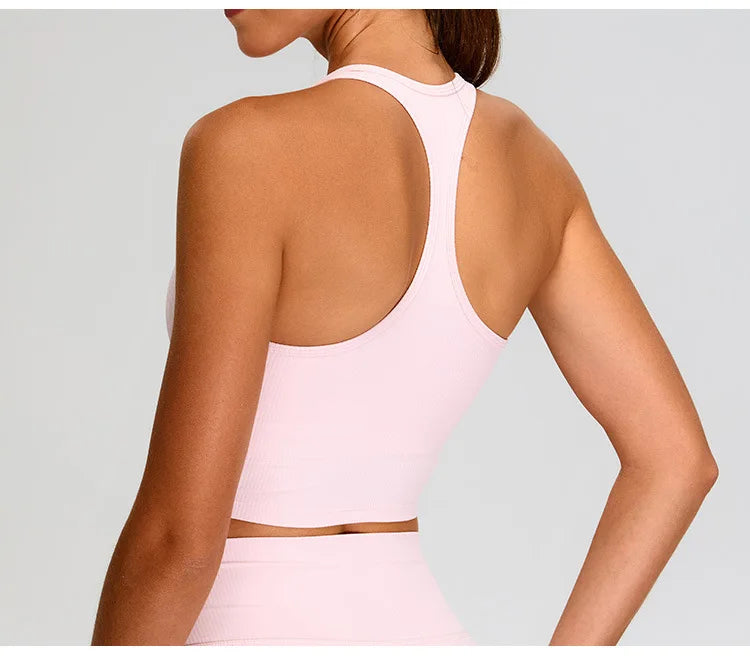 Sports Bra Top Push Up Fitness Underwear Women Yoga Bra Ribbed Sport Tops Women Breathable Running Vest High Strength Gym Wear