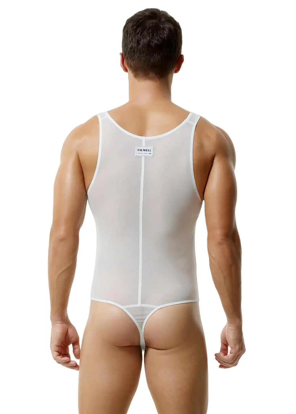 TAUWELL Mens Shapewear Singlets Sexy Underwear Fitness Sport Mesh Breathable Undershirts Men Bodysuit Thongs