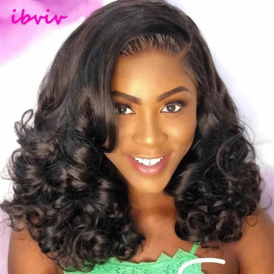 Super Double Drawn Glueless Wig 100% Human Hair Ready To Go 12inch Loose Deep 250% High Density 13x4 Transparent Lace Front Wigs