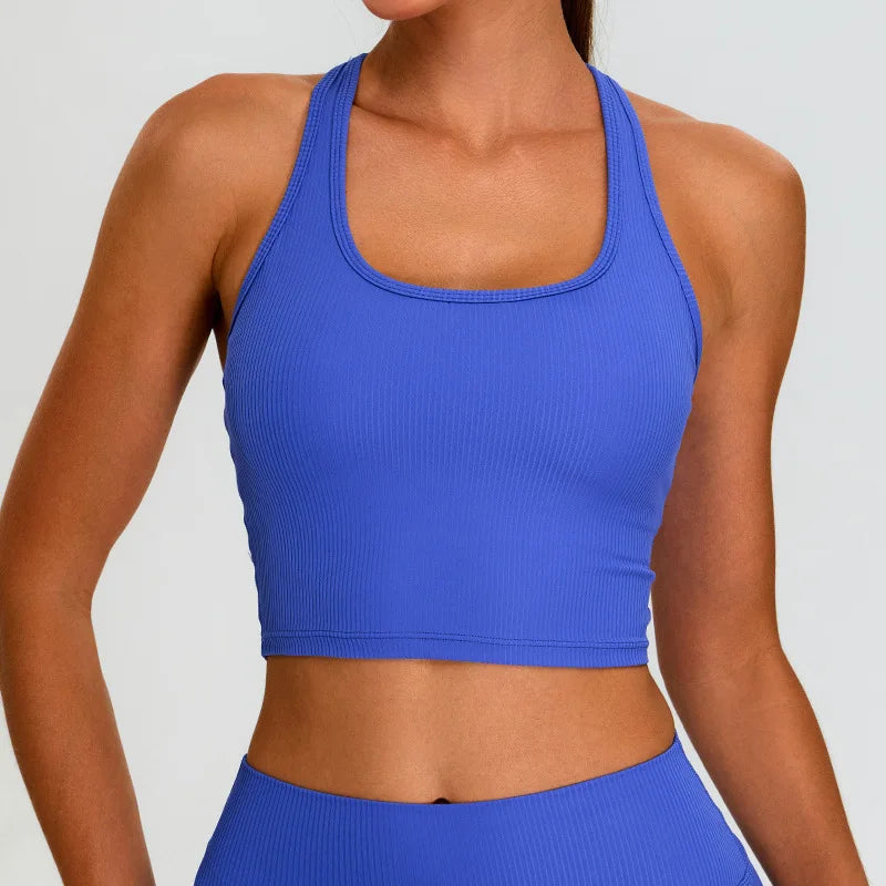 Sports Bra Top Push Up Fitness Underwear Women Yoga Bra Ribbed Sport Tops Women Breathable Running Vest High Strength Gym Wear