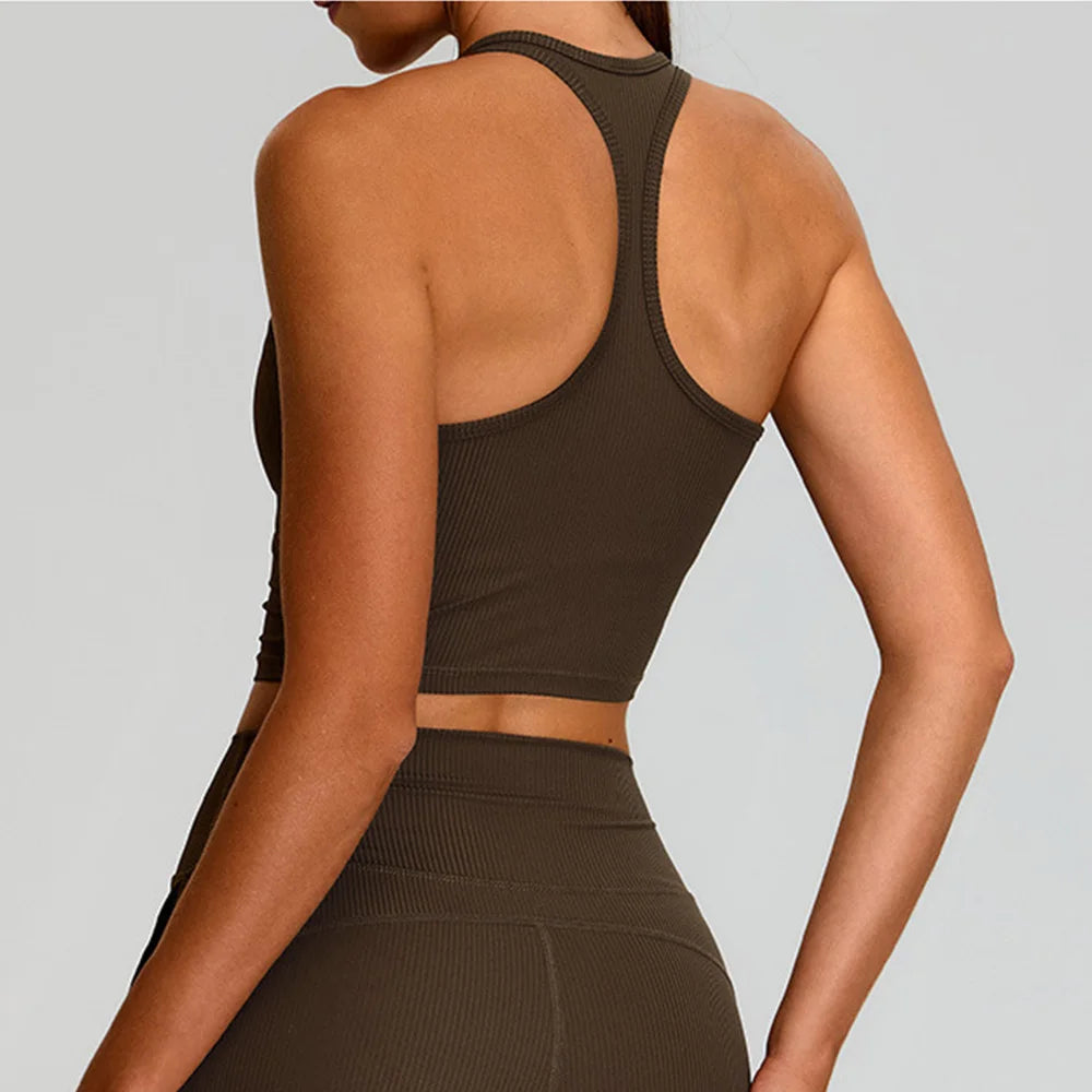 Sports Bra Top Push Up Fitness Underwear Women Yoga Bra Ribbed Sport Tops Women Breathable Running Vest High Strength Gym Wear