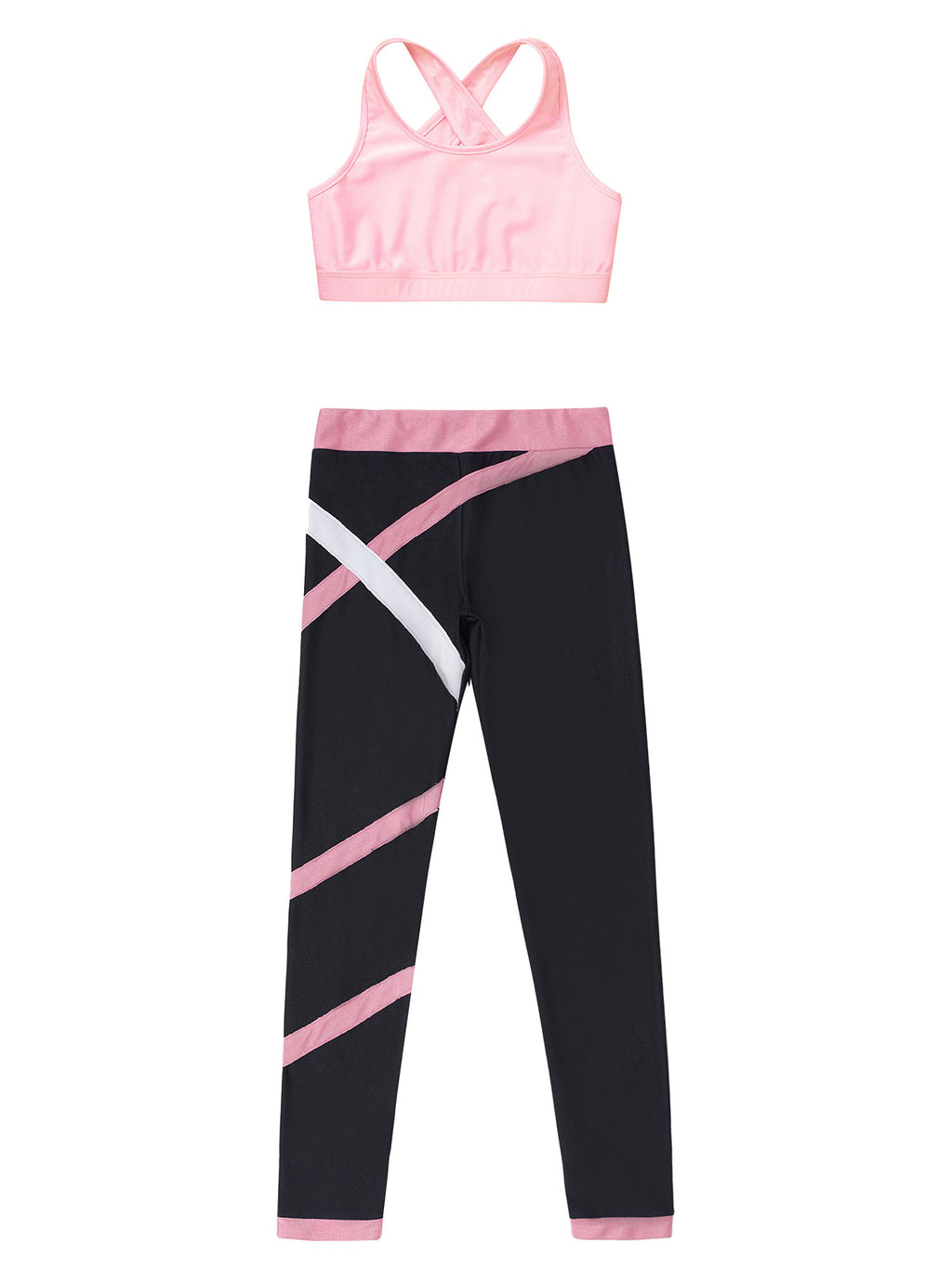 Sport Sets for Kids Girls Yoga Tracksuits Sleeveless U Neck Crop Top with Leggings Pants Set for Fitness Gym Workout Sportswear