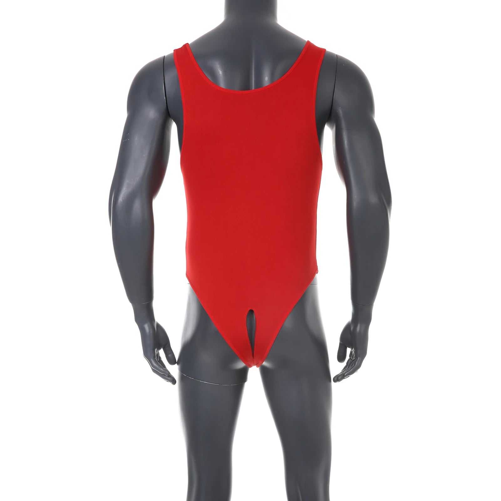 Men Shapewear Bodysuit Tummy Control Sexy Leotard Jock Strap Slimming Sleeveless Open Buttocks One-Piece Undershirt Shaper